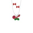 thumbnail image 2 of Delight Jewelry Silvertone Small Maroon Enamel Disc Christmas Kiss Charm Necklace and Stud Earrings, 2 of 4