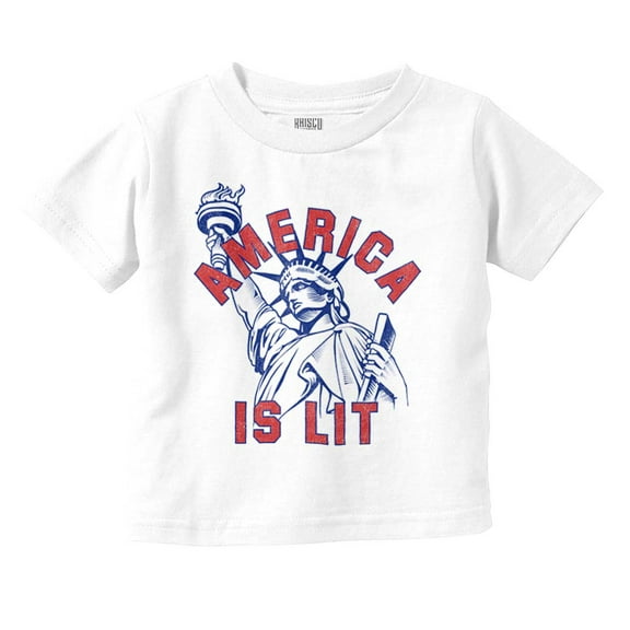 Statue of Liberty America is Lit Joke Toddler Boy Girl T Shirt Infant Toddler Brisco Brands 6M