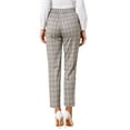 thumbnail image 4 of INSPIRE CHIC Women's Tartan Plaid Pants Elastic High Waist Straight Long Trousers L Tan, 4 of 7