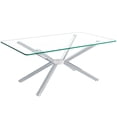 thumbnail image 6 of GZXS Modern Glass Coffee Table for Living Room, Clear Tempered Glass Top with Sleek Silver Metal Legs, 39" Rectangle Accent Table, 6 of 7