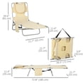 thumbnail image 3 of Outsunny Tanning Chair with Face Hole, 5-Level Folding Lounge Chair, Beige, 3 of 9