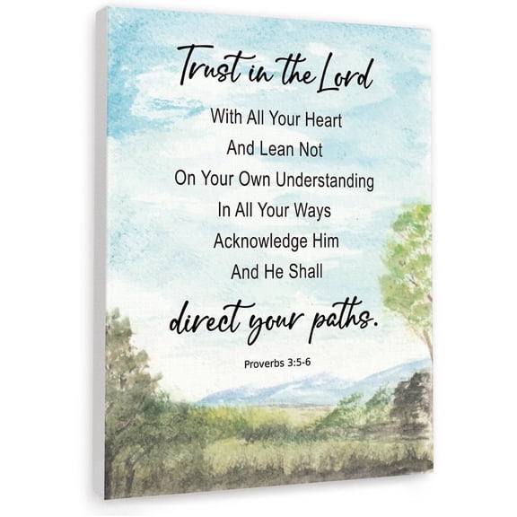Trust in The Lord Wall Art,Proverbs 3:5-6 Religious Scripture Canvas Print Painting Artwork for Christian Home Office Wall Decor,Bible Verse Wall Art Gifts for Women