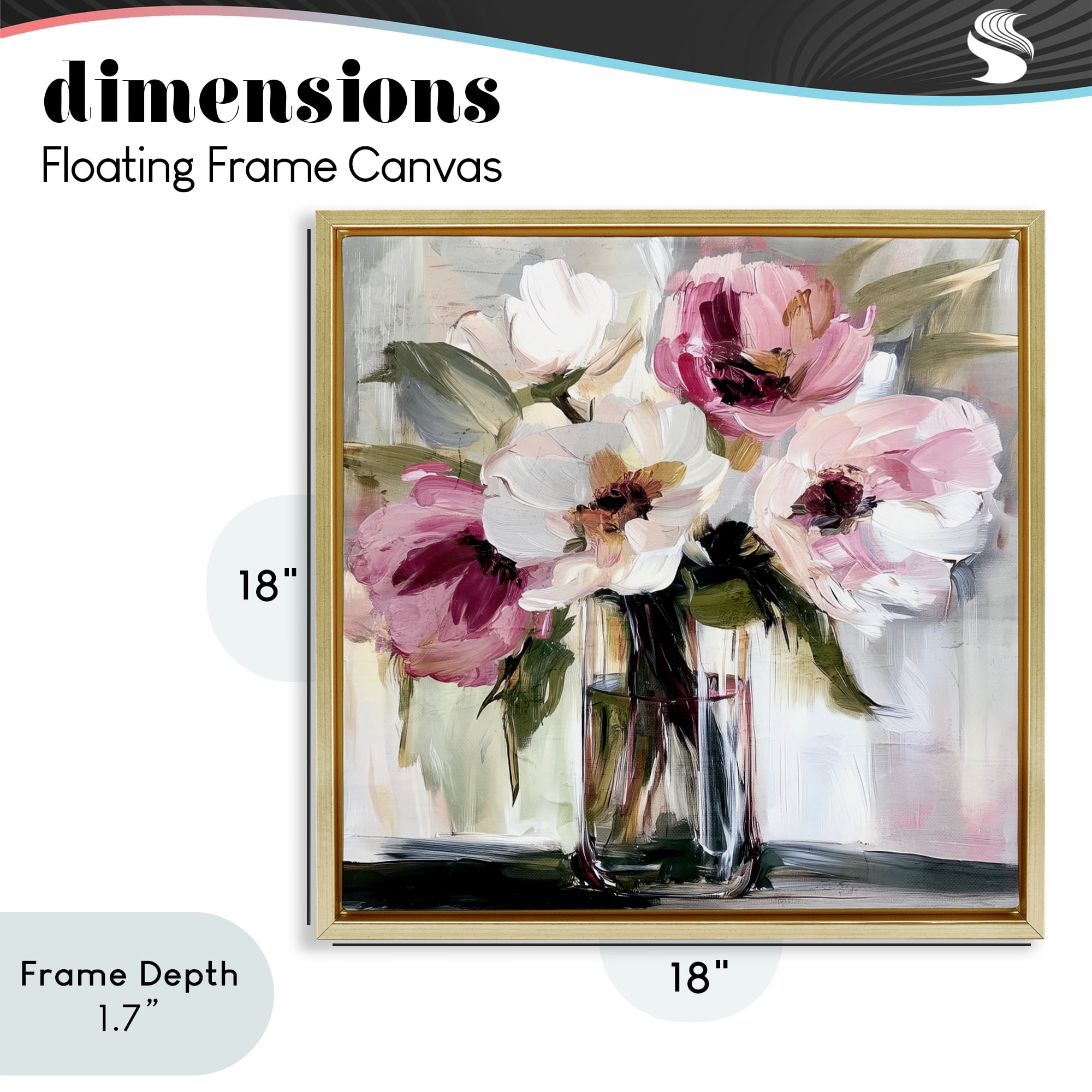 Stupell Industries Resonance Flower Vase Gold Framed Floater Canvas Wall Art, design by Annabelle Hall