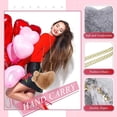 thumbnail image 3 of 2 Pieces Valentine's Day Furry Purse Soft Fluffy Heart Handbags for Women Girls Valentines Day Cute Present - Beige+light khaki, 3 of 5