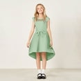 thumbnail image 3 of TEAJOPSUU Girls Dress Summer formal Party Wedding Ruffle Sleeve Mesh A Line Casual Dresses Belted Dress with Pockets 5-14 Years Green, 3 of 6