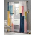 thumbnail image 4 of Abstract Sheer Curtains 84 Inches Long 2 Panels Geometric Color Block Lines Oil Painting Modern Style Light Filtering Semi Sheer Window Curtains Drapes for Bedroom Living Room 52"x84", 4 of 7