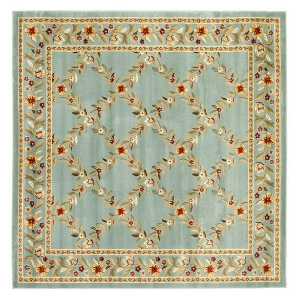 SAFAVIEH Lyndhurst Marshall Floral Border Area Rug, Blue, 6'7" x 6'7