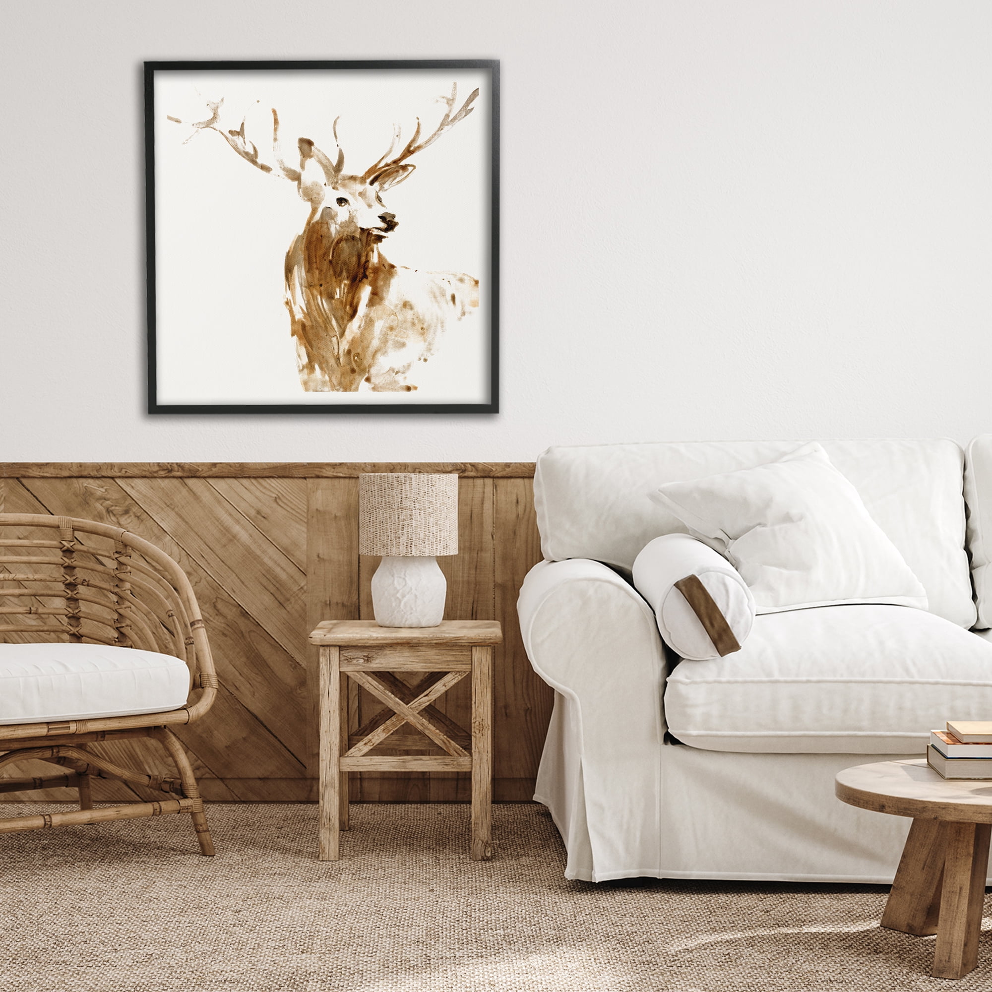 Stupell Industries Deer Portrait Head Shot Black Framed Giclee Art, design by Lorenzo Collective