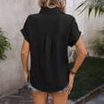 thumbnail image 4 of Gamivast Button Down Shirts for Women Collared Short Sleeve Business Casual Work Tops Loose Fit Subtle Striped Texture Soft Breathable Professional Summer Tops, 4 of 6