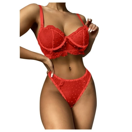 Puawkoer New Sexy Fashion Lace Up Bra Set Lingerie Underwear Sleepwear Steel Satin Robe Set Lace Chemise Ring Pajamas Garter