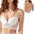 thumbnail image 3 of Women's Low Back Bra Sexy Push Up Comfort Seamless Lace Deep V Backless Bra, 3 of 7