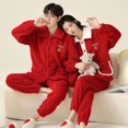 thumbnail image 2 of Pijamas de Navidad para pareja de franela, invierno cálido, cárdigan rojo grande para hombres y mujeres, ropa de casa, ropa de dormir de osos lindos, Pijama de Año Nuevo para parejas, 2 of 4