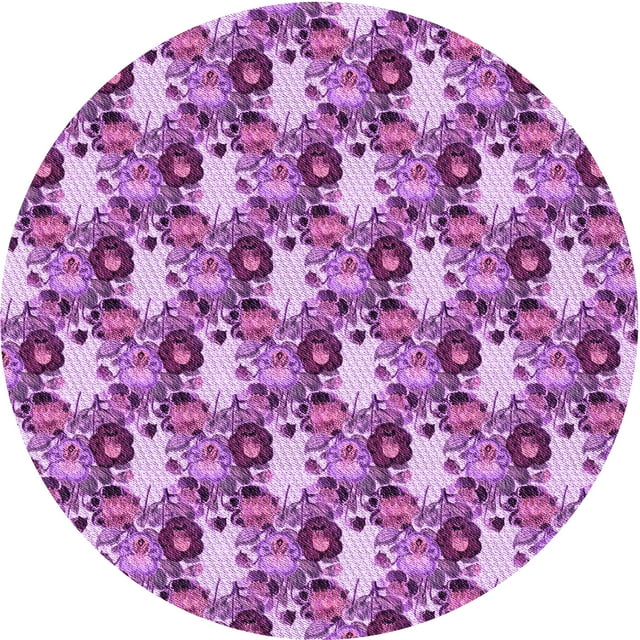 Ahgly Company Tapis Rond Lavable en Machine Intérieur Transitionnel Violet Violet, 6 Pieds Rond