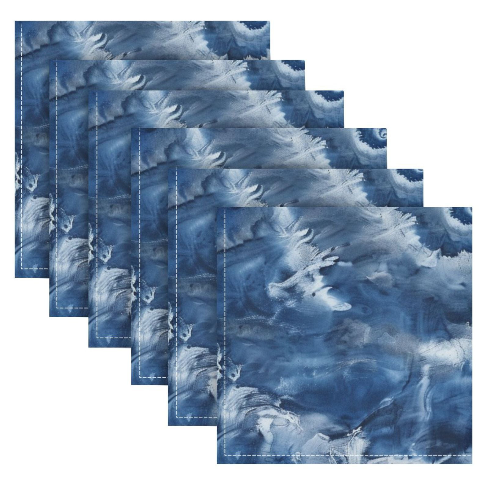 JSTEL Swirl Tie Dye Indigo Cloth Napkins Set of 6, 20x20 Inch Washable and Reusable Napkin for Decoupage Dinner Party Everyday Use