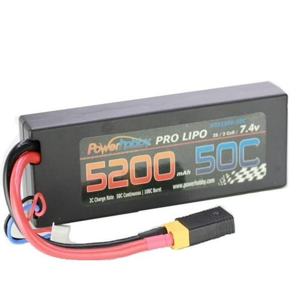 5200 mAh 7.4V 2S 50C Lipo Battery with Hardwired XT60