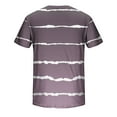 thumbnail image 4 of Penkiiy T Shirts for Men Casual Shorts Sleeves Round Neck Pullover Striped Printing Sports Fitness Blouse Plus Size Tops L Purple, 4 of 5