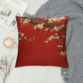 thumbnail image 2 of JEUXUS Decorative Throw Pillow Covers Cushion Case Watercolor Chinese White Black Blossom On Red Wooden Aged Japanese Old Thai Abstract Flower Wood Pillowcase for Couch Sofa Bed, 2 of 5