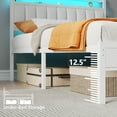 thumbnail image 6 of Satifur Full Bed Frames with LED Lights & Charging Station, Platform Bed with Metal Slats, Headboard with 2-Tier Storage Shelves, No Box Spring Needed, White, 6 of 11
