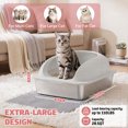 thumbnail image 4 of SHOUFTW 24 Inch Stainless Steel Cat Litter Box with Lid, Extra Large Enclosed Cat Litter Pan, High Wall Anti-Splash Design, Odor Control, Anti-Leakage, Includes Scoop and Mat, Light Grey, 4 of 9
