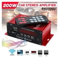 thumbnail image 2 of 12V 200W 2CH Mini Digital Bluetooth HIFI Audio Power Amplifier Car Audio Amplificador Stereo Amplifiers FM Radio USB W/Remote ,Bluetooth 5.0, 2 of 7