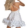 thumbnail image 2 of Femmes une-Ligned Robes Sans Manches hors Épaule Dot Casual Partie Printemps Été Robe Courte, 2 of 5
