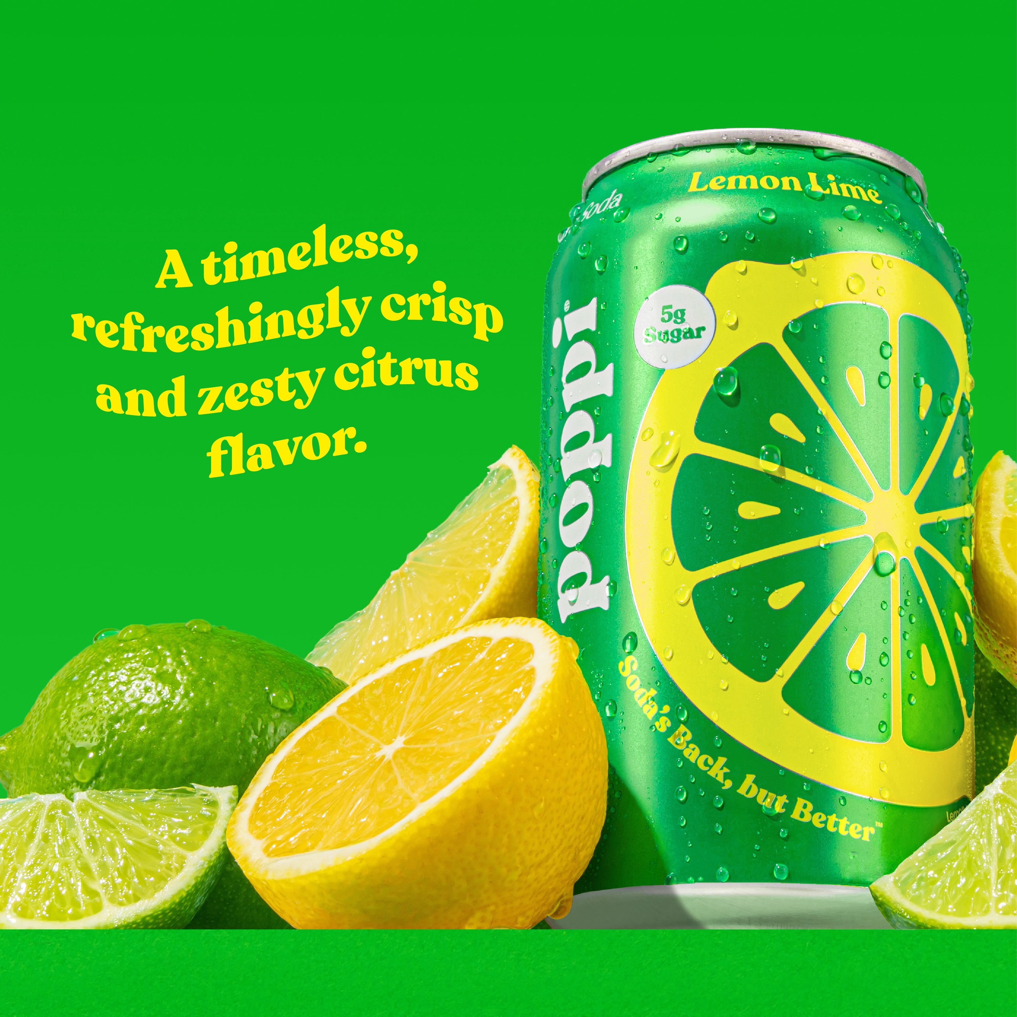(12 pack) Poppi Lemon Lime Prebiotic Soda, 12 oz, 12 Pack Cans
