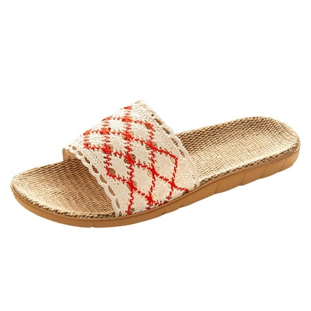 

Sandals Women Fashion 2023 Summer Lace Linen Slippers Home Indoor Floor Comfortable And Non Slip Sandals Womens Shoes With Arch Support