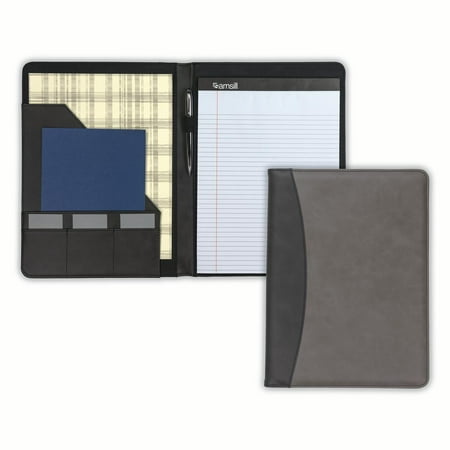 Samsill Two-Tone Padfolio, 8.5 x 11 Writing Pad, Gray & Black