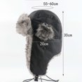 thumbnail image 5 of Russian Ushanka Cossack Trooper Trapper Aviator Bomber Hat Fur Lined Earflap Winter Cap with Chin Strap, 5 of 8