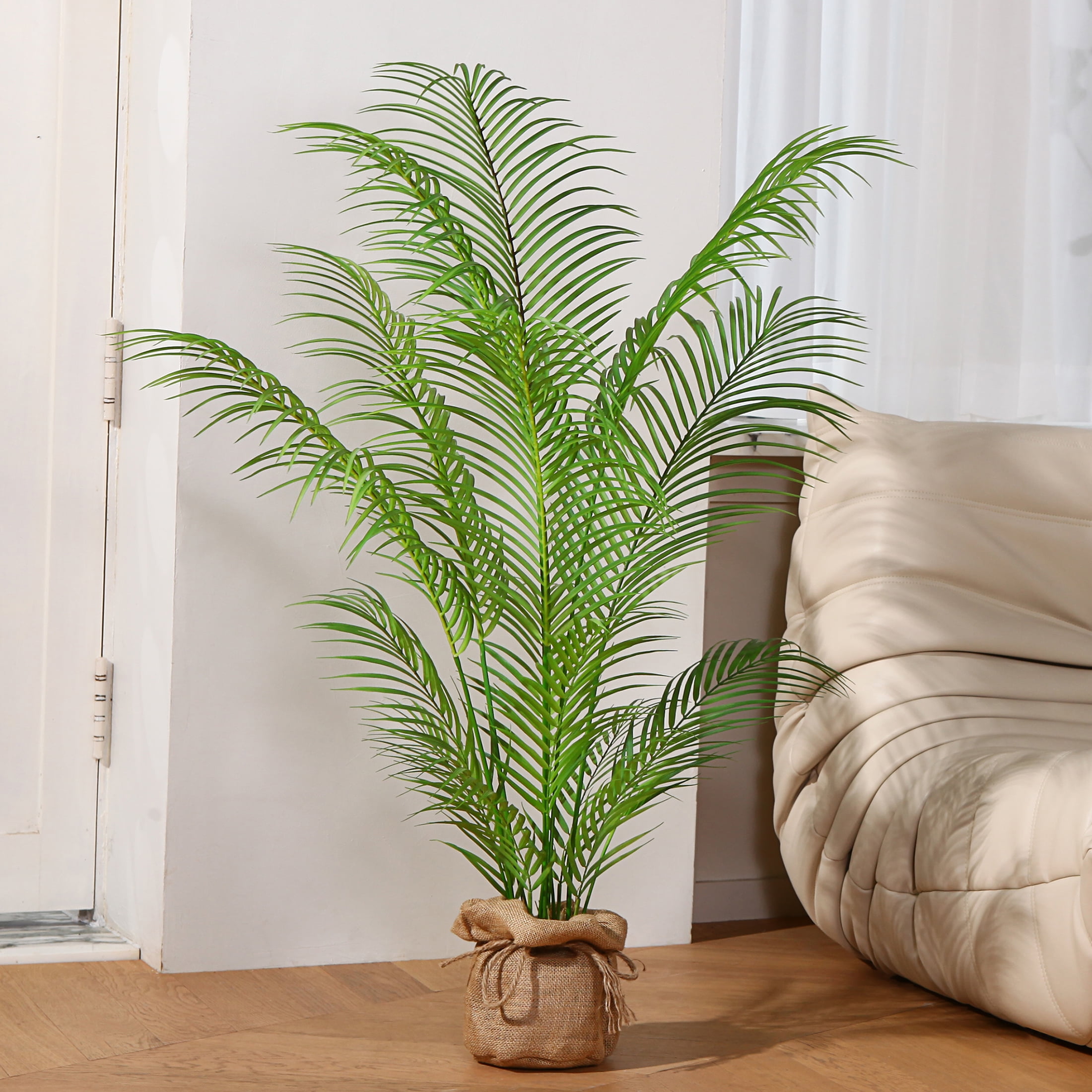 4 FT Artificial Areca Palm Tree with Burlap Bag Tall Faux Tropical Palm