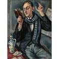 thumbnail image 2 of Roman Kramsztyk 15x18 Black Ornate Wood Framed Double Matted Museum Art Print Titled - Poet: Portrait of Jan Lechoń (1919), 2 of 5