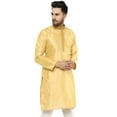 thumbnail image 2 of SKAVIJ Men's Indian Art Silk Kurta Wedding Party Casual Long Shirt (Large, Beige), 2 of 6