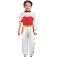 thumbnail image 2 of Nvse-Training Suit Girls Costume Little Kids Halloween Cosplay Hooded Jumpsuit Clothes Outfit Cosplay Cheerleader Mesh Top Pant Hooded Coat(White )140, 2 of 3
