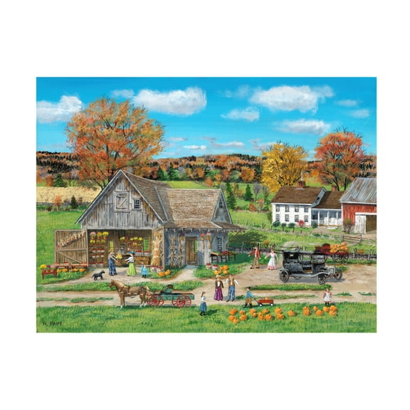 Canvas Wall Art - Bob Fair 'Buying Pumpkins' Wall Art for Living Room, Bedroom, or Office Décor by Trademark Fine Art - 19 x 14 Inches