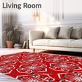 thumbnail image 2 of ODIKA 6'x9' Machine Washable Non-Slip Area Rug, Festive Snowflake Medallion with Holly and Berry Accents High Traffic Rug with Pad, Red, 741825, 2 of 8