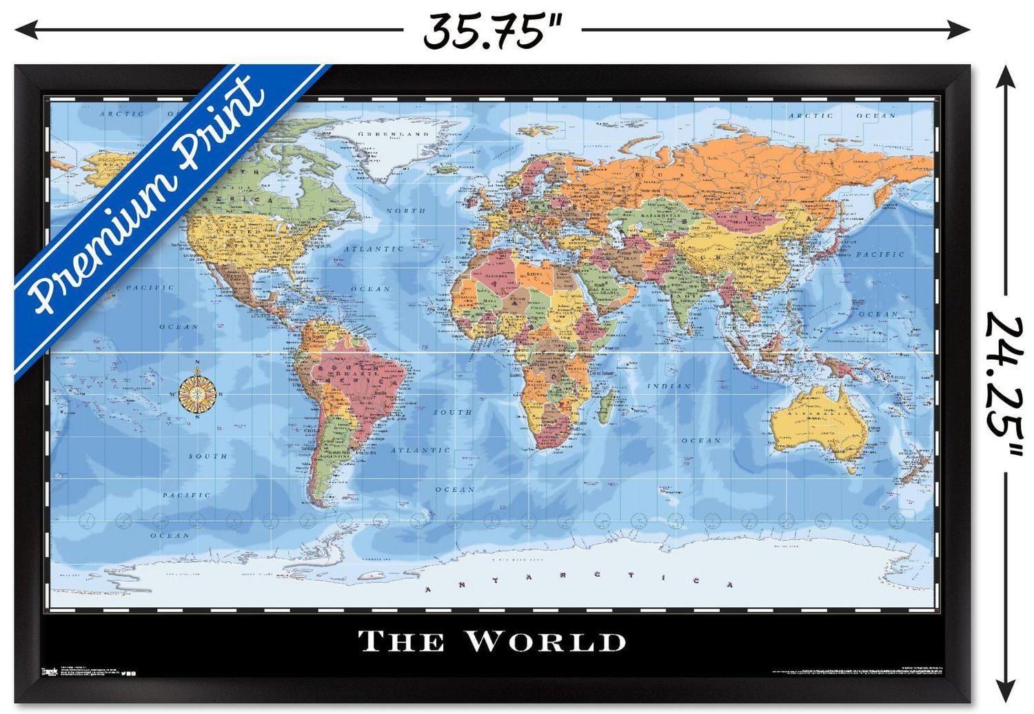 Map - World Wall Poster, 22.375" x 34"