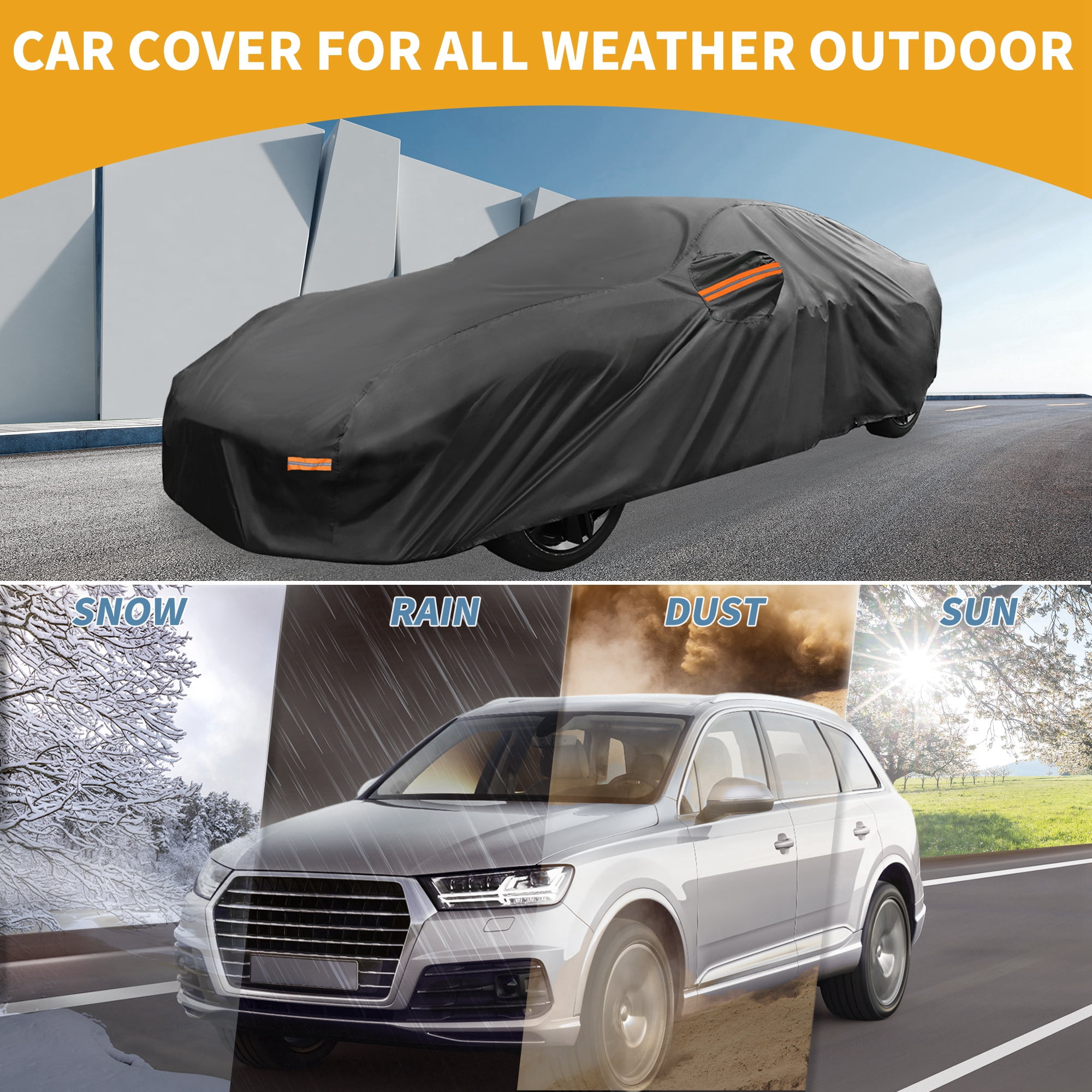 Unique Bargains Car Cover with Right Side Zipper 181.1"x74.8"x45.28"