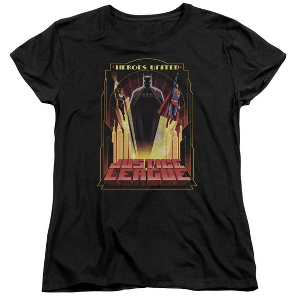 JLA Justice League Heroes United S/S Women's T-Shirt Black