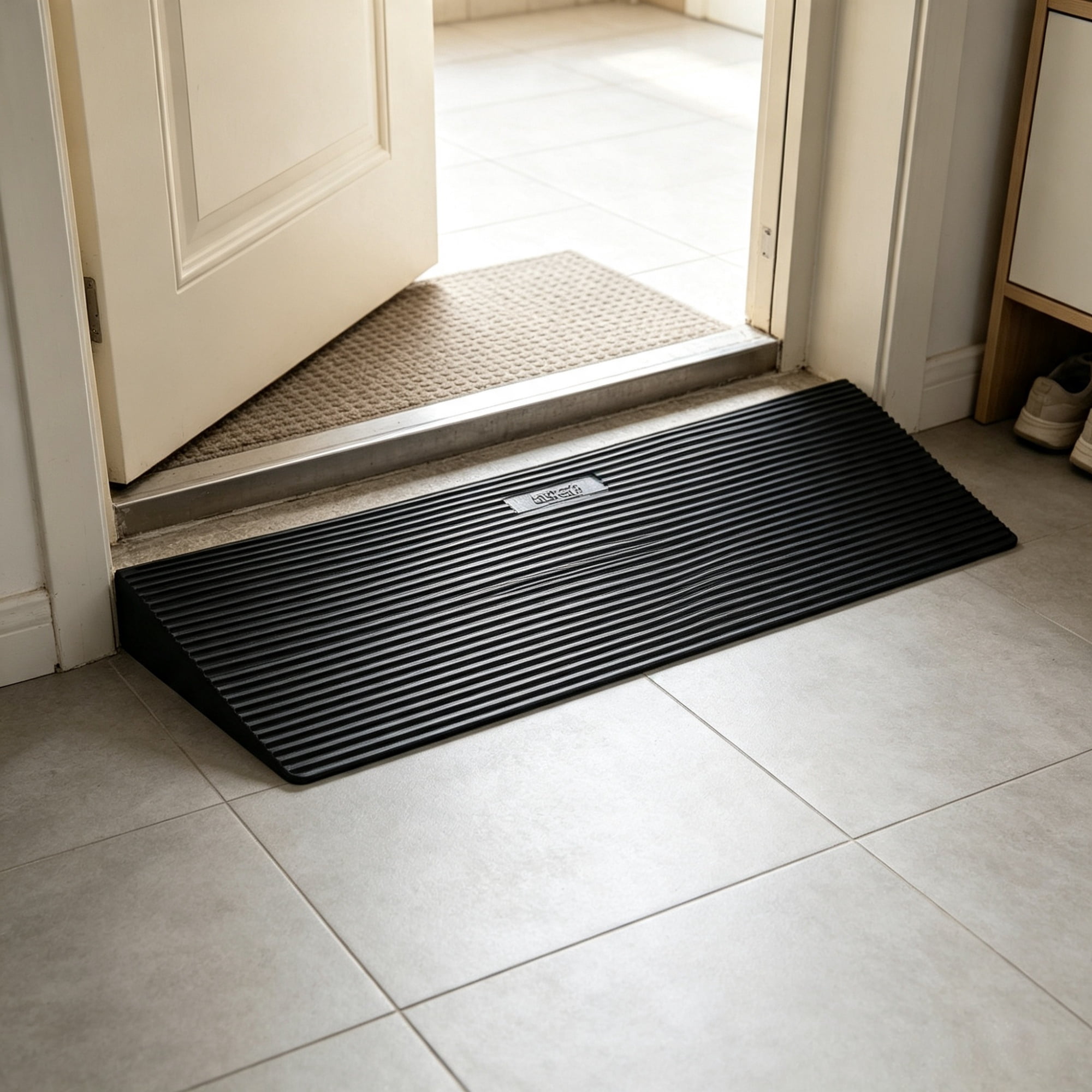 35.4" Wide Rubber Threshold Ramp (1.6" Rise), Cuttable Wheelchair Slope