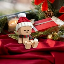 Christmas Shaking Wooden Man Figurine with 12 Magnetic Expressions - Handmade Swaying Wooden Doll with Shaking Feet, Funny Car Dashboard Decor Desktop Ornament Gift for Drivers Coworkers