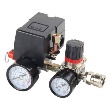 Air Compressor Pressure Switch Control Valve, 90-120Psi Pressure Regulator With Pressure Gauge Fittings Set.