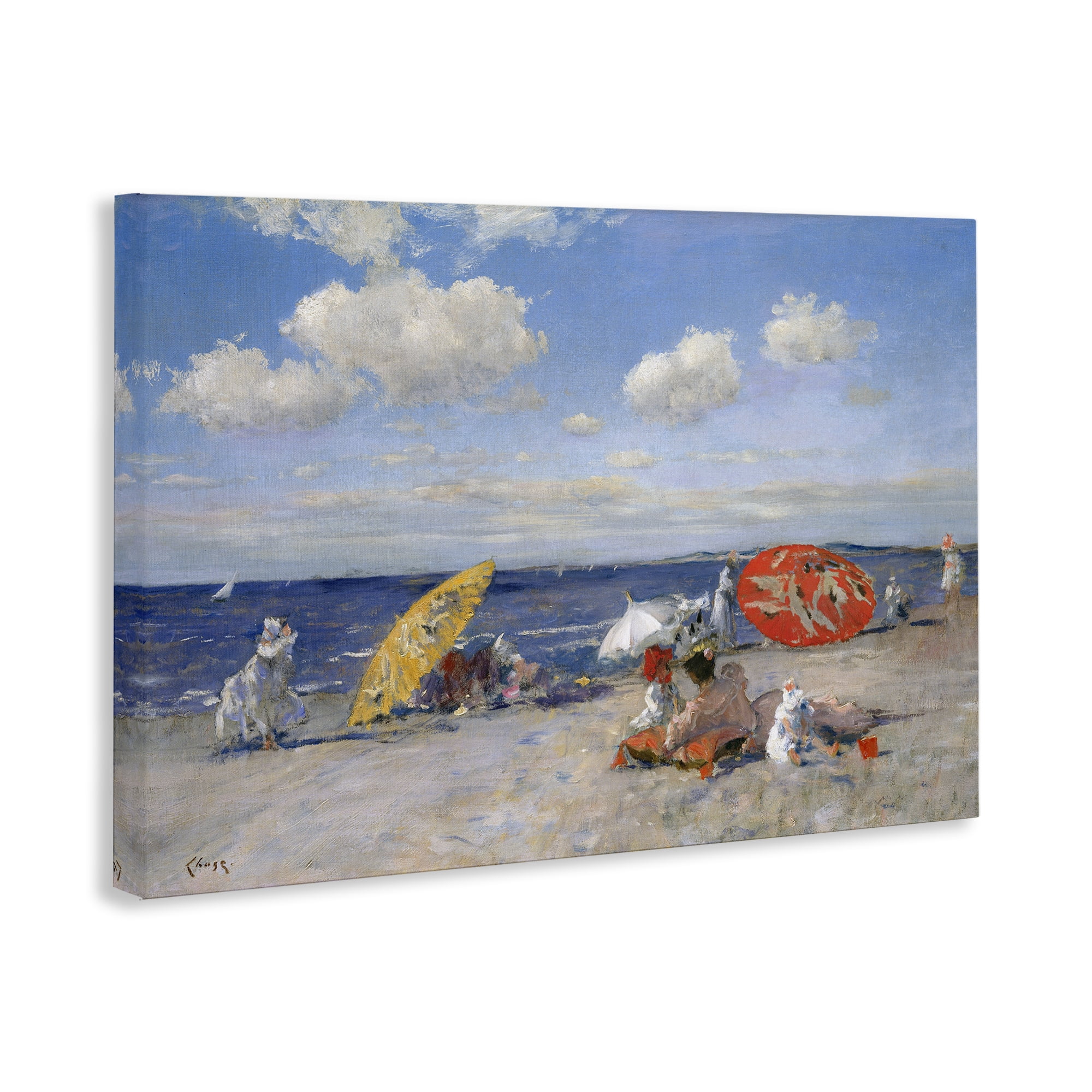 Stupell Industries Classic Beachgoers Scene Nautical & Beach Painting Wrapped Canvas Art Print Wall Art, 30 x 20