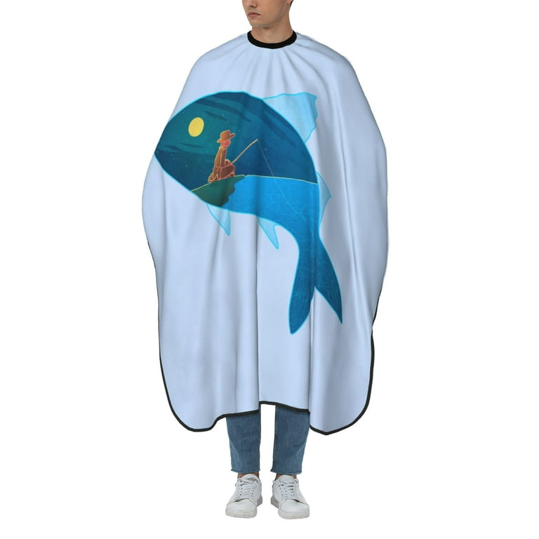 ZICANCN Hair Cutting Cape for Adults,Fantasy Night Fishing Cape Salon  Barber Cape for Hair Stylist Shampoo Capes Waterproof , 55x66 Inch