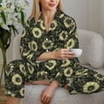 thumbnail image 6 of Honeii Sunflowers print Women's Pajama Sets Long Sleeve Button Down Sleepwear Nightwear Soft Pjs Lounge Sets-Large, 6 of 7