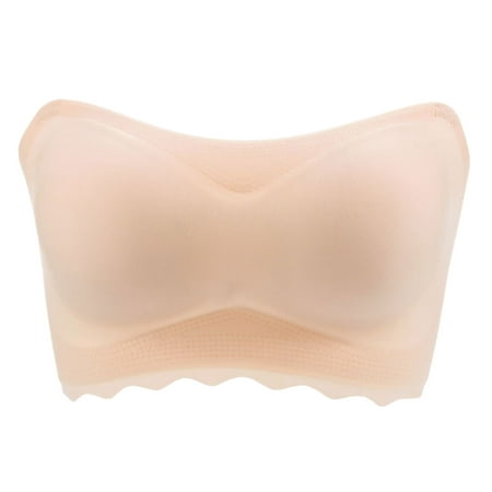 

LowProfile Strapless Bras for Women Plus Size Invisible Non-Slip Beautiful Back Chest Wrap Underwear Bra Beige 5XL
