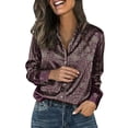 thumbnail image 3 of IMENGL Women's Satin Long Sleeve Shirt Women's Retro Flower Casual Printed Shirt Purple XXXXL, 3 of 7