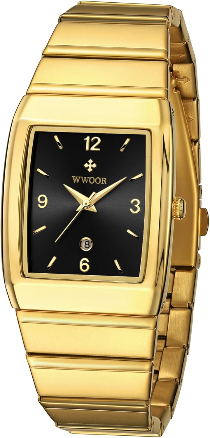 Square Watch for Men and Women - Stainless Steel With Date - Casual Men's Watches