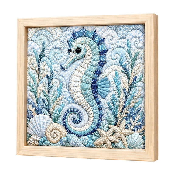 No‑Sew Kinusaiga Fabric Art Kit for Adults, Premium Ocean Theme Sew Art DIY Craft Set