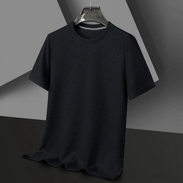 Nouveau T-shirt à Manches Courtes Col Rond Gaufré pour Hommes