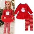 thumbnail image 1 of Conjuntos de ropa de manga larga con camiseta de Papá Noel y pantalones a rayas para niñas pequeñas, ropa para niñas pequeñas, 1 of 5